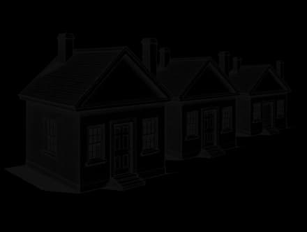 Three identical single storey units standing in a row